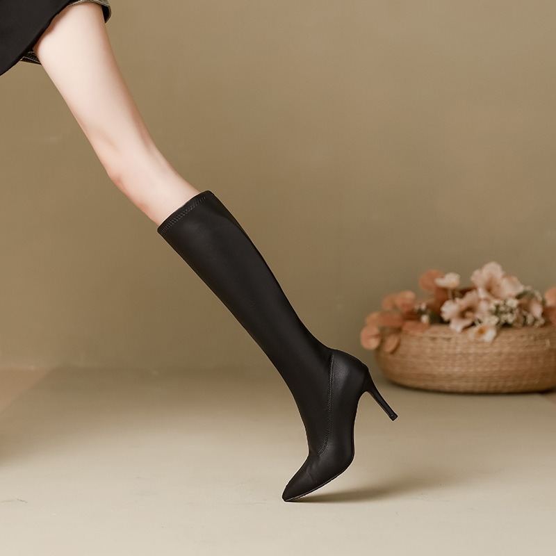 Designer boots boots designer womens high heels Knee Boots Soft leather high-heeled slender boots designer pointed toe heels elastic boots Fashion Boo