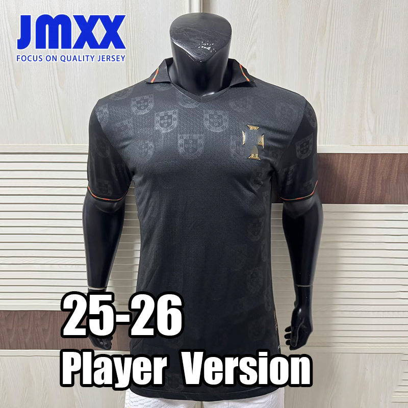 JMXX 25 26 Portugal Soccer Jersey Special Black Pre Match Training Mens Camouflage Special Jerseys Uniforms Football Shirt 2025 2026 Player Version