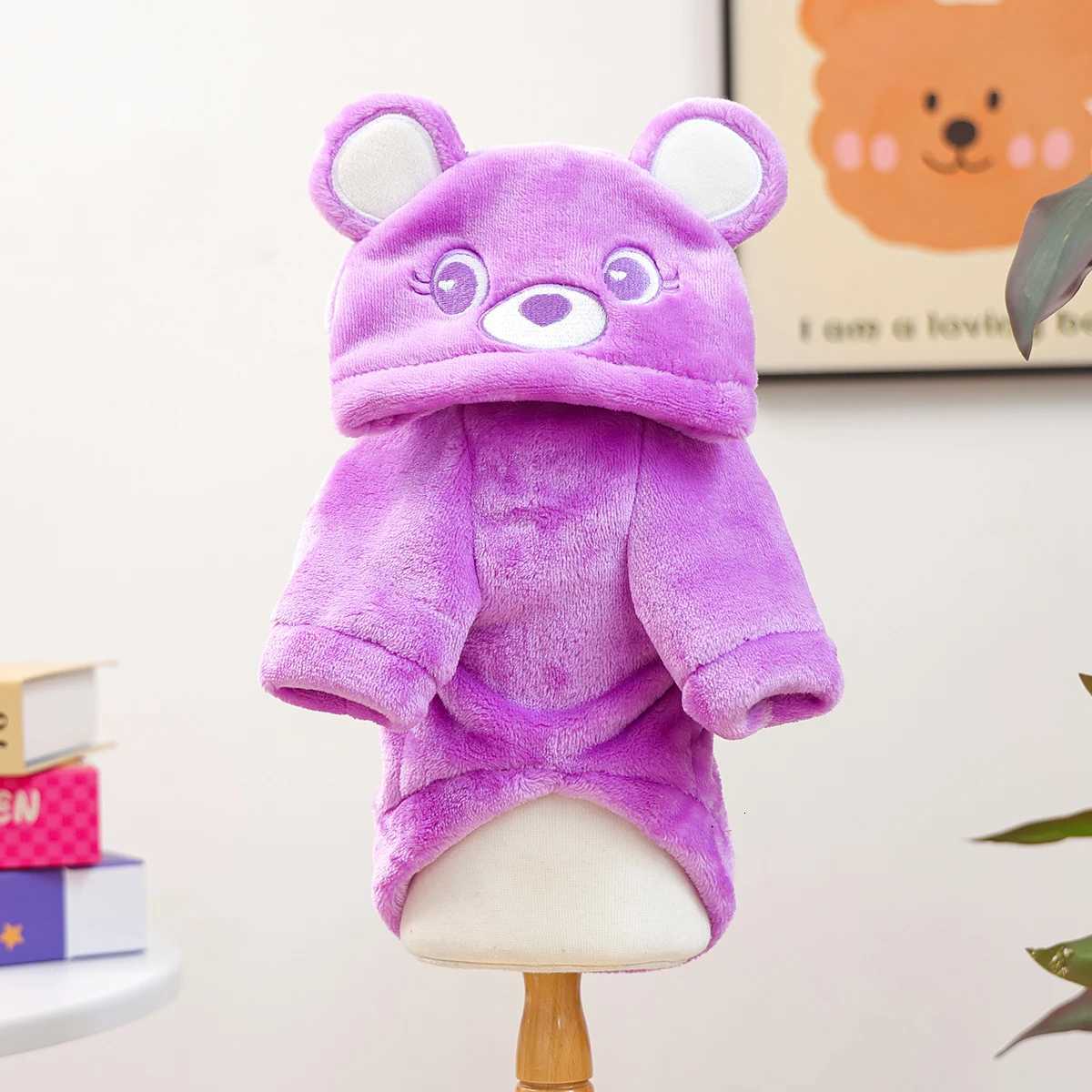 Dog Clothes Autumn and Winter Cute Twolegged Transformation Pet Sweater Purple Small Dog Happy Dog ThingW251017