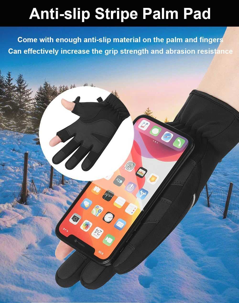 Winter Gloves Men Women 2 Finger Exposable Touch Screen Gloves Running Gloves Cycling Gloves Driving Gloves Warm Gloves Winter Fishing Gloves Z251017