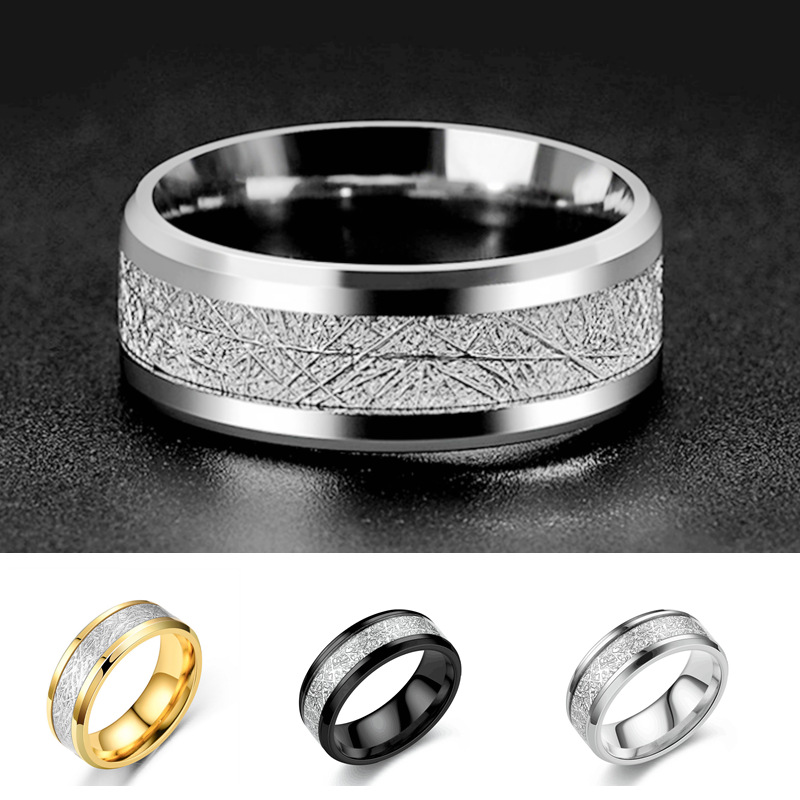 Fashion Trendy Frost Texture Titanium Steel Ring for Men, Popular European & American Niche Couple Finger Ring for Women, Cross-Border Hand Jewelry