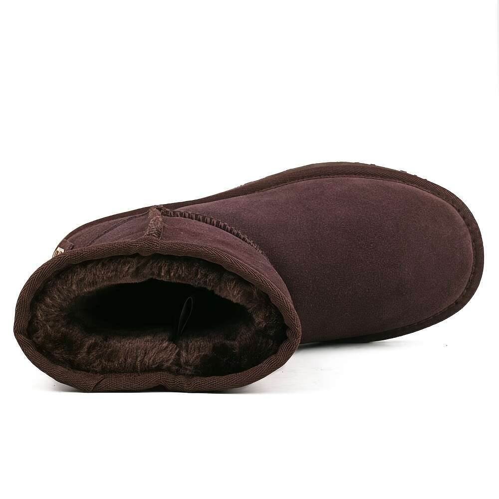 Women's High Quality With Thick Fur Lining Slip-On Mid-Calf Cover Upper, Chunky Heel Sturdy Sole For Cold Weather, Snow & Ice - Chocolate Brown, 