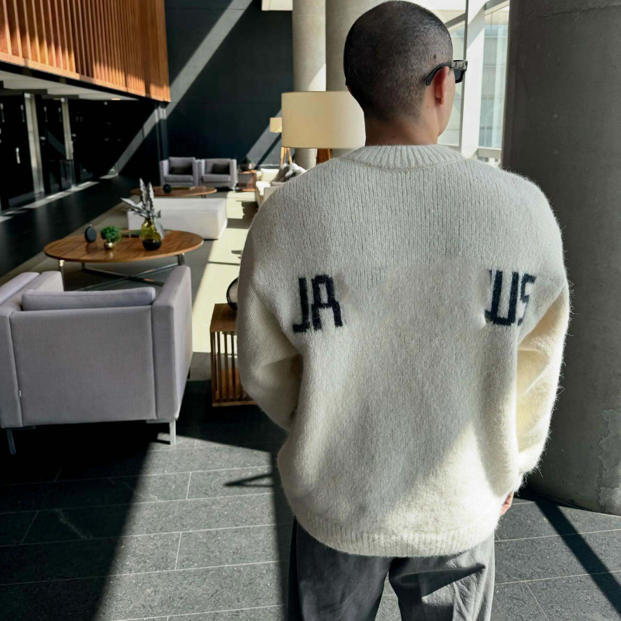 sweater men High-quality knitted sweater comfortable and casual long-sleeved round-neck loose-fitting pullover 80 wool thick sweater