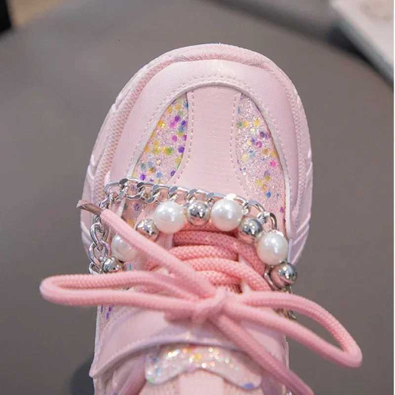 Girls Sport Shoes Kids Fashion Pearls Casual Shoes Childrens Sneakers for 112Years Student Shoes Girls Running ShoesT251017
