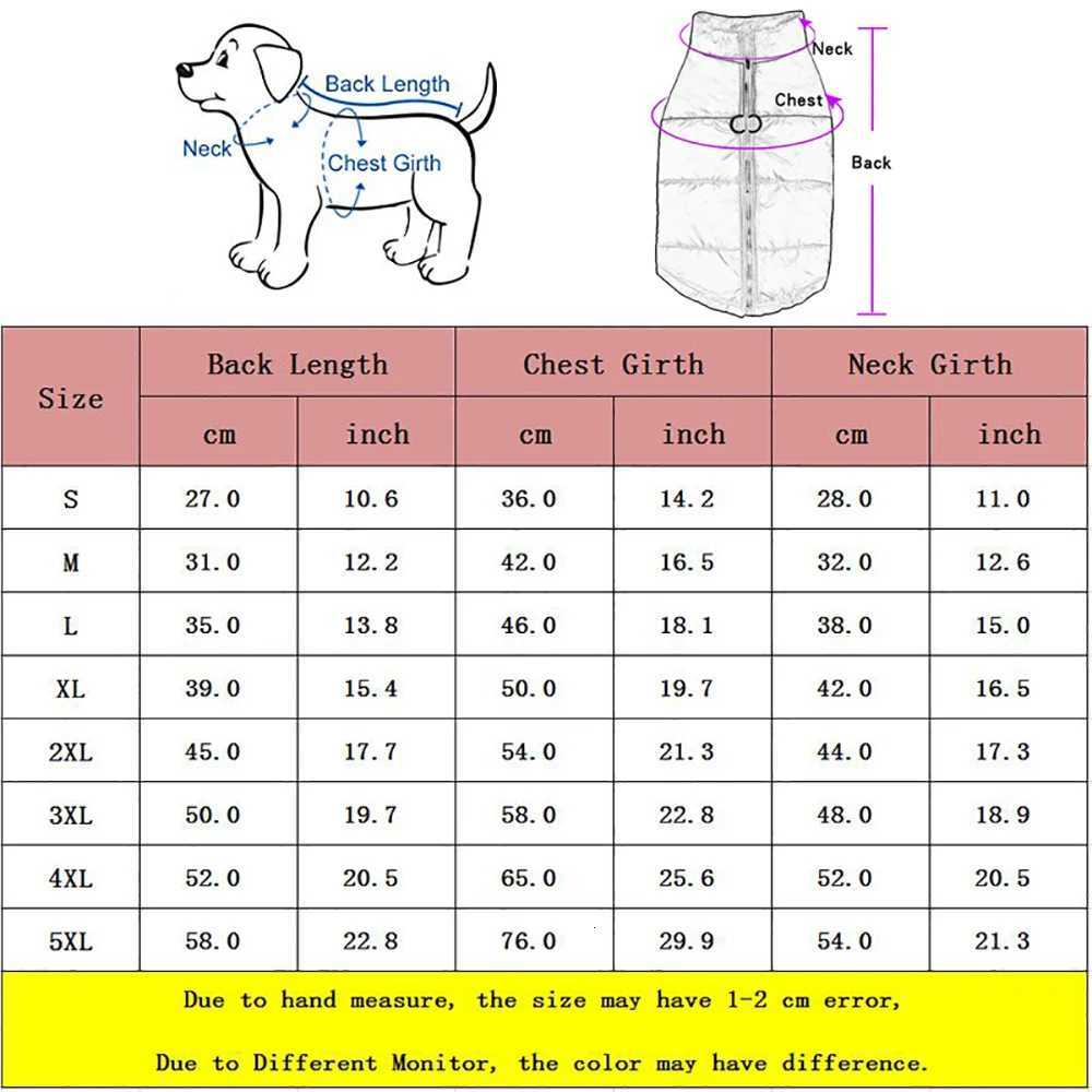 Winter Warm Waterproof Dog Jacket for Small Medium Large Dogs Clothes Chihuahua Vest Labrador French Bulldog Costume Pet ApparelW251017