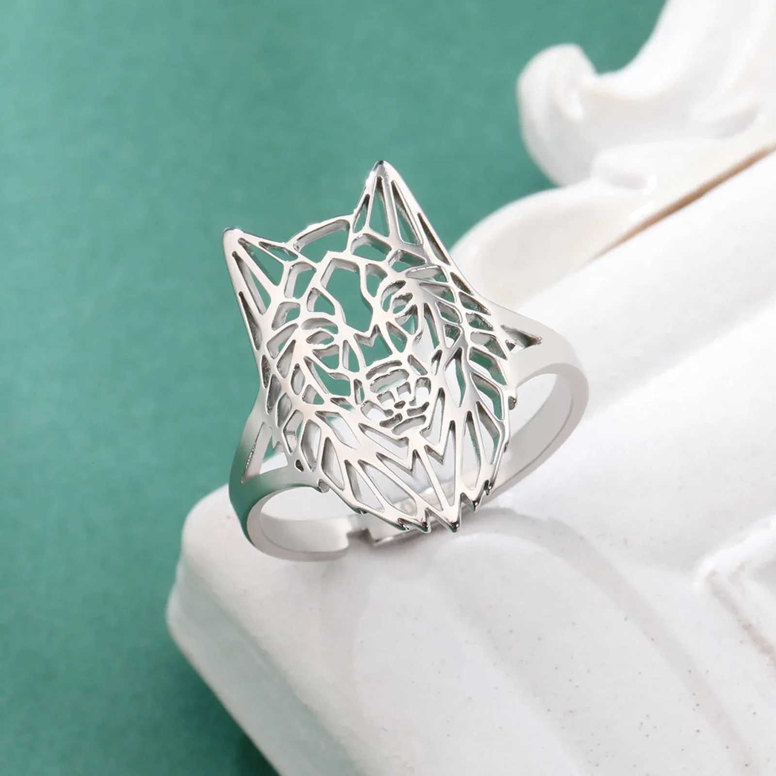 Punk Wolf Head Adjustable Stainless Steel Ring for Men Women Couple Animal Rings Fashion Party Jewelry Birthday Gift New InW251017