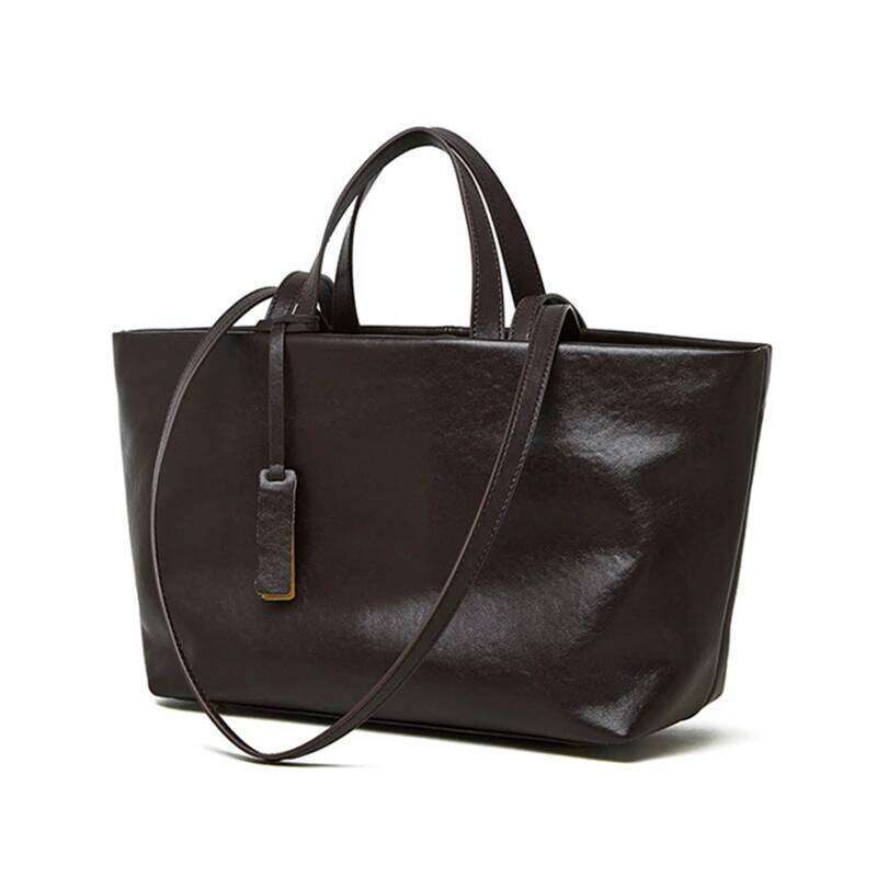 Woman Shoulder Soft Leather Large Capacity Square Fashion Tote Bag Korean Fashionable Handbag Shopping Underarm Bags