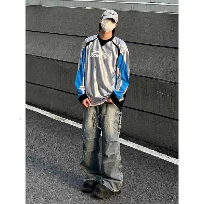 Jeans Mens Autumn Wideleg Loose Straight Pleated Old Casual Trousers FoyerWear New Mens Thin Pants Sport Y2k Hairpin Y251105