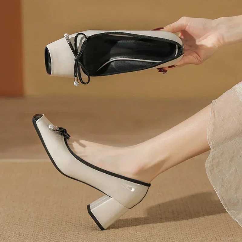 Square Toe Mary Jane Shoes Women Fashion Casual Chunky Ballet Shoes Shallow Bow Classic Brand High Heels Designer Female Pumps Z251015