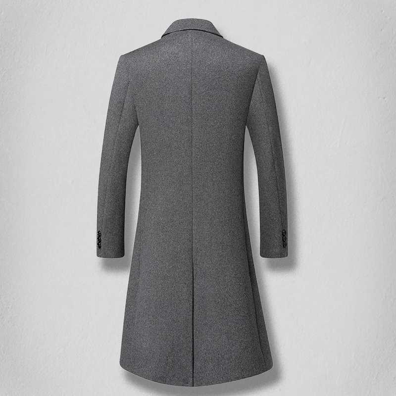 Highend mens fashionable and stylish new mens solid color versatile trendy and casual long woolen coat J251017