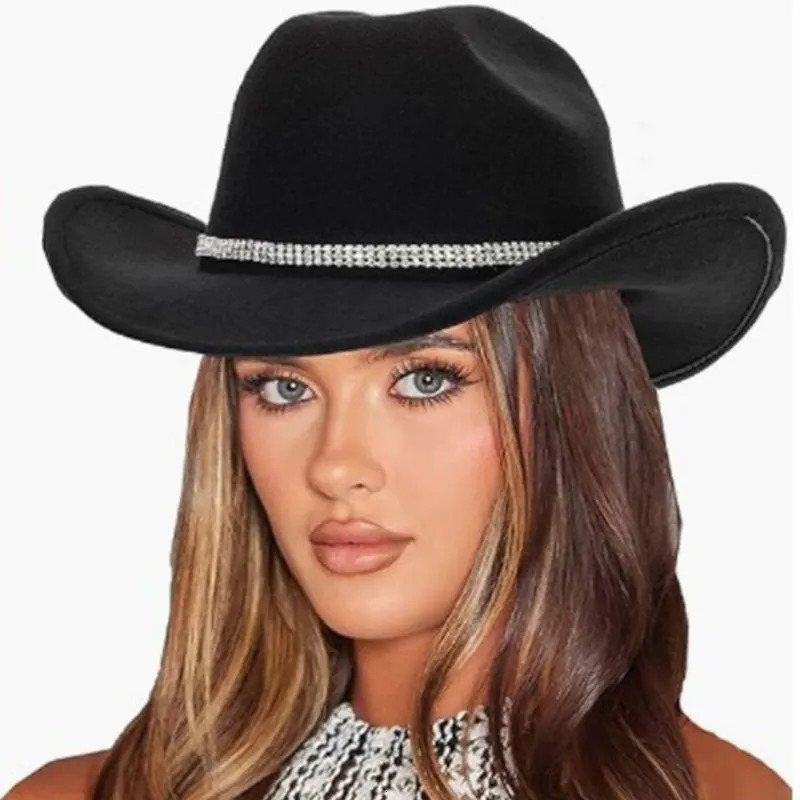 Classic Western Cowboy Hat with Sparkly Rhinestone Buckle Belt Fashion Paty Cowboy Hat Cowgirl Hat for Men Women 251015