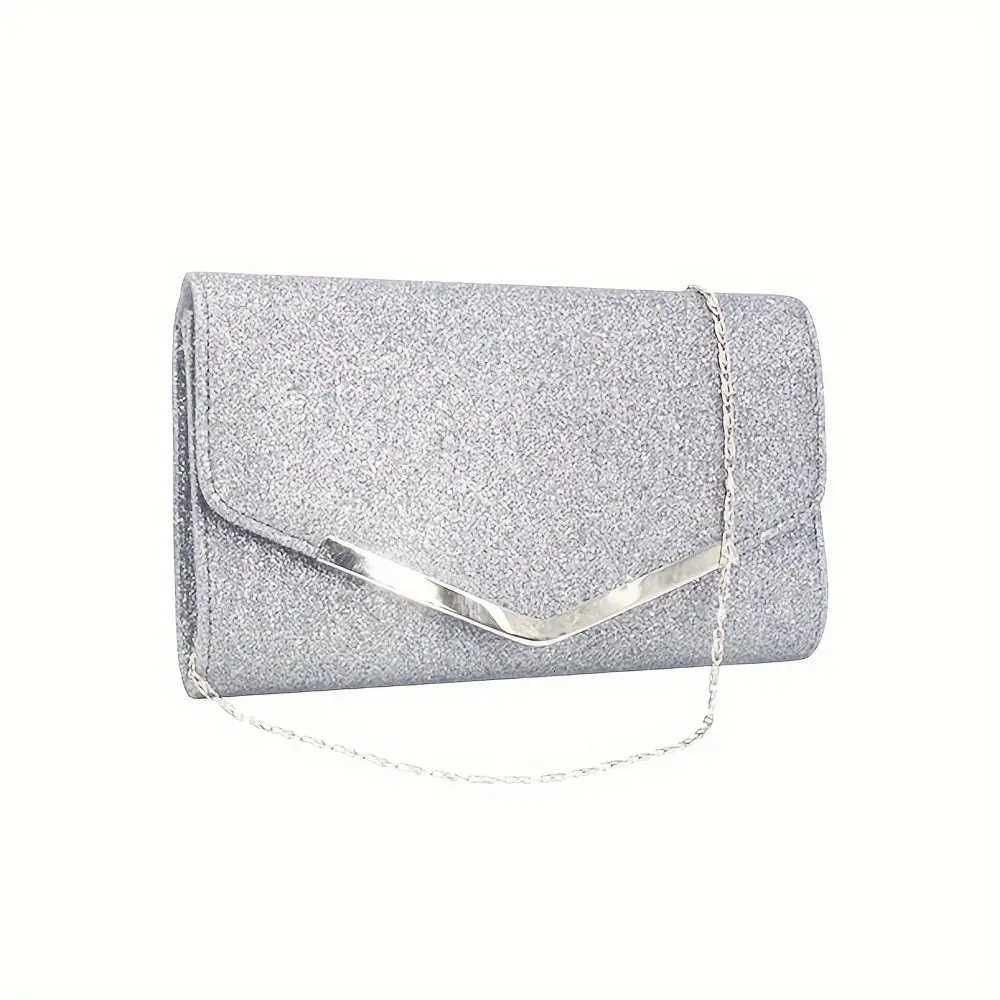 1pc Ladies Dinner Bag With Chain Sparkling Silver Long Wallet Suitable for Various Weddings and parties Z251017