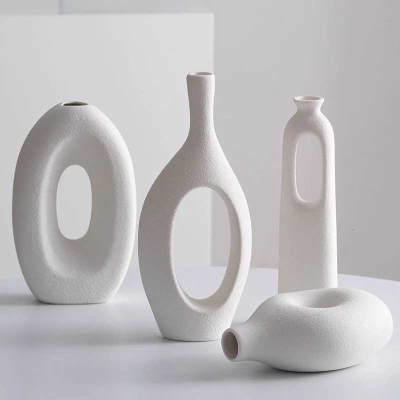 Scandinavian white creative dried flower vase suitable for living room dining table TV cabinet as a home decoration or entra C251017