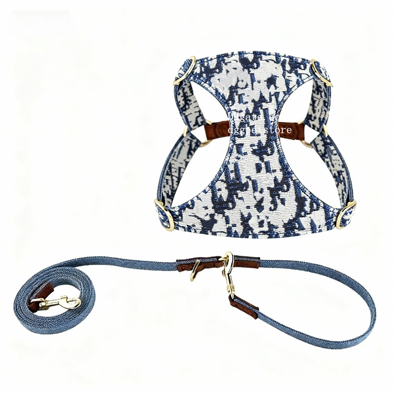 Designer Dog Harness with Multi-Functional Leash, No Choke Step-In Dog Harness, Four-Point Adjustment Perfect on the Go Harness for Medium Dogs No Pull and Small Dogs B328