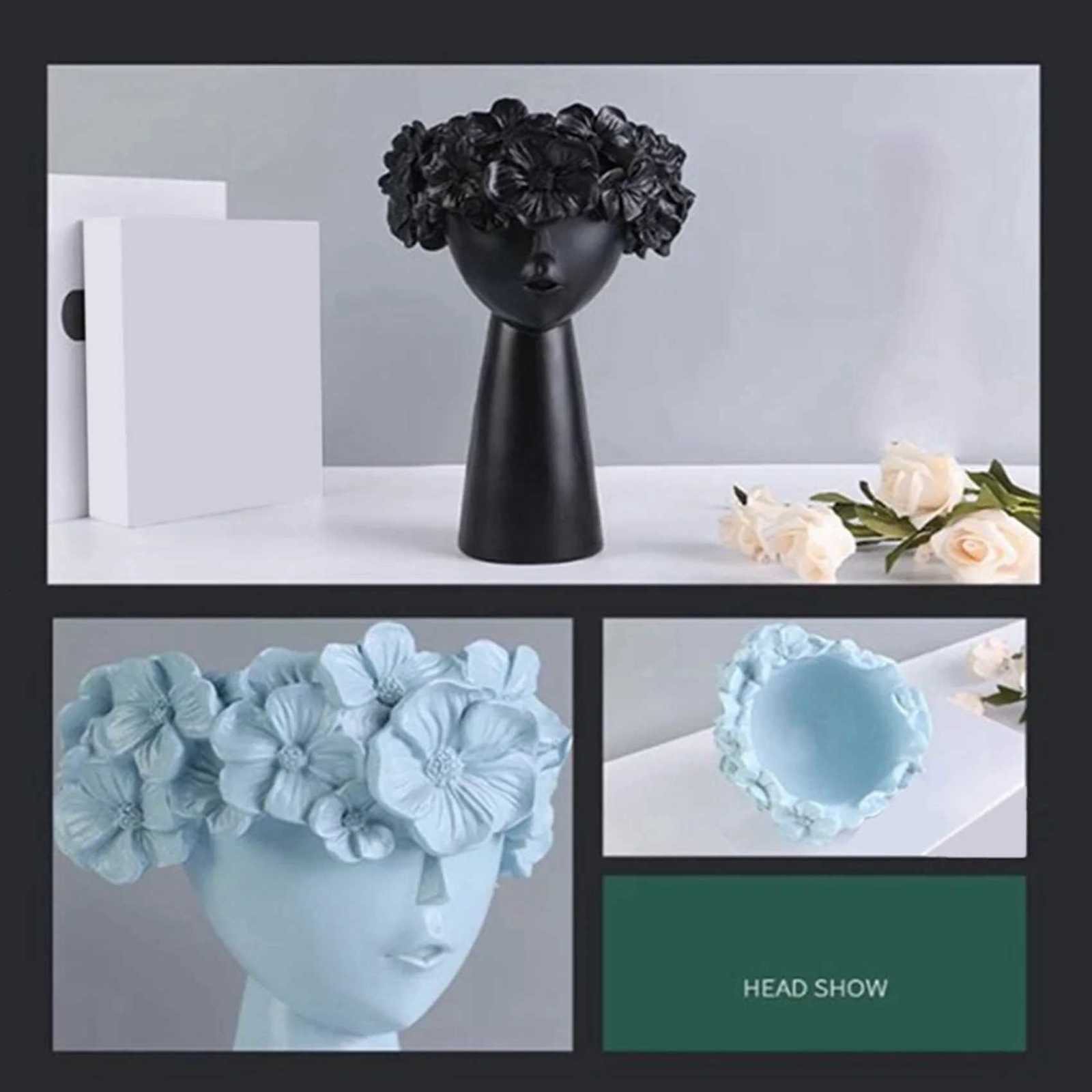 ABKLNordic Home Decoration Resin Vase Statue Sculpture Makeup Brush Holder Storage Box Creative Flower Pot Art Supplies C251017