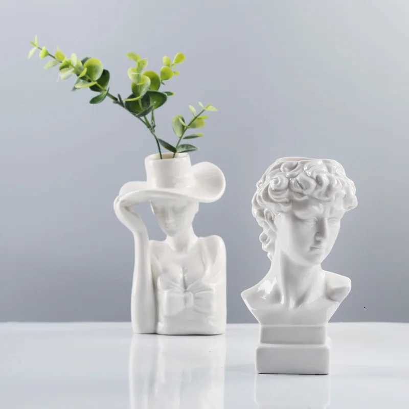 NEW Nordic Ins Creative Ceramic Vase Dry Flower Ornaments Art Face Flower Ornaments Living Room Home Soft Decorations Ornaments C251017