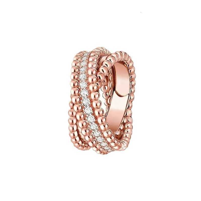 S925 Silver With Rose Gold Color Bead Style Cross Ring Womens Zircon Design Temperament Fashion Brand Party Luxury JewelryW251017