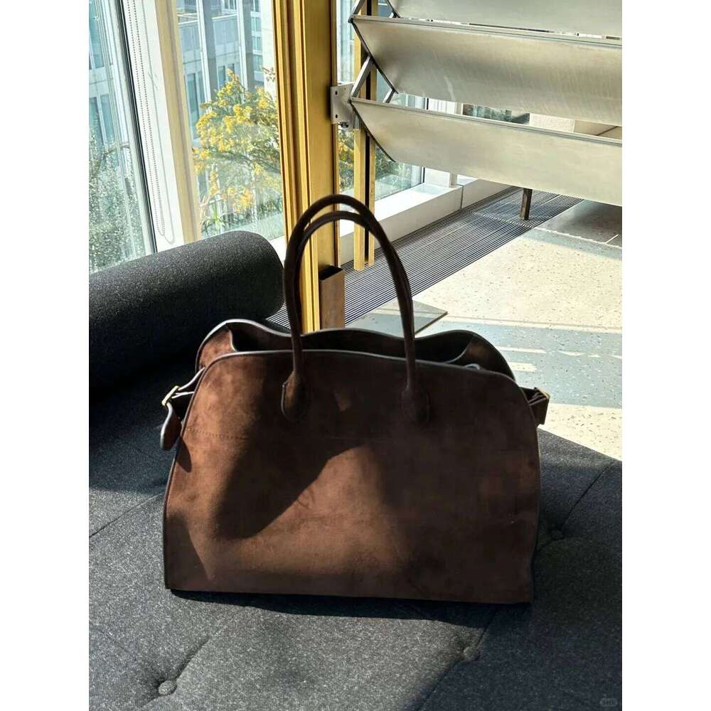 New Cowhide High Quality Tote Fashion Handbag Shoulder Bag Soft Large Capacity Suede Leather Margaux