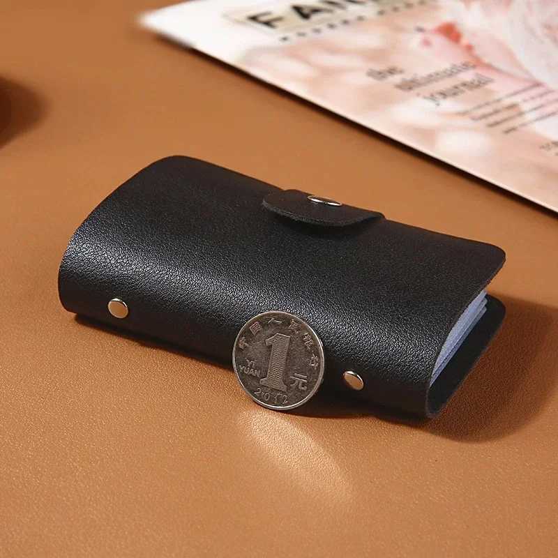 24 Slots Bits Card Holder Bag Simple Solid Color Pocket Case Men Women Credit ID Card Organizer Leather Cardholder WalletW251017