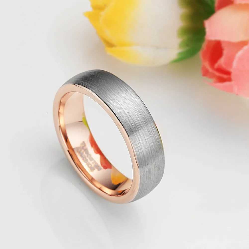 Tigrade Brushed Tungsten Ring SilverBlackBlueRose Gold Color Two Tone Women Ring 6mm Female Wedding Band For Men Women AnelW251017