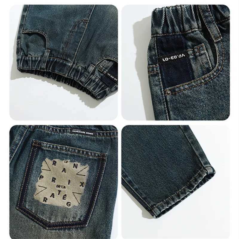 Children Boys Fashion Straight Leg Jeans Pants Retro Solid Color Korean Kids Casual Slim Fit Denim Trousers 5 7 9 11 13 14 YearsT251017