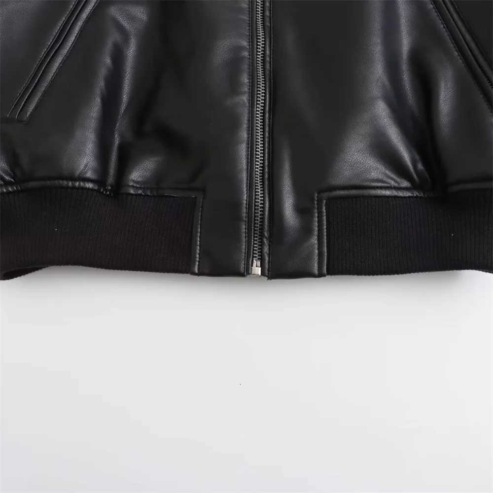 Autumn New Product Casual Womens Fashion Retro Short Style Stand up Collar Imitation Leather Pilot Jacket CoatT251017