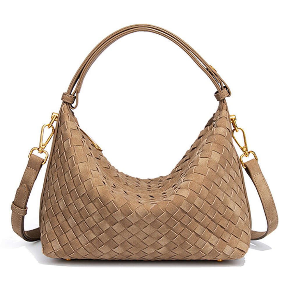 Autumn Winter New Sanded Suede Hand-woven Hobo Handheld Underarm Simple Fashion Single Shoulder Crossbody Dumpling Bag