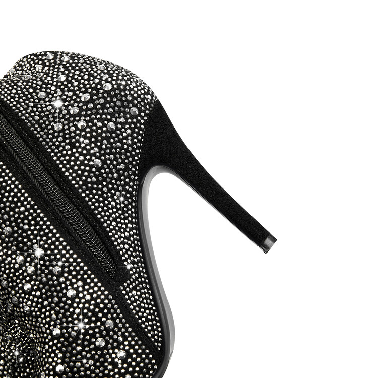 Starlight Pointed Toe Stiletto Over The Knee Boots Full Rhinestone Design 10.5cm High Heels Thigh High Fashion Boots