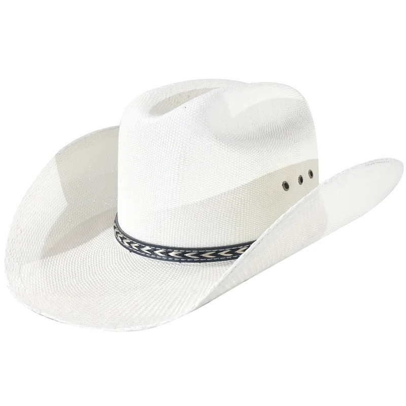 Mens Vintage Western Cowboy Hat Handmade Straw Weaving Beach Sun Hat Gentleman Cowgirl Jazz Hat Sombrero Hombre 251015
