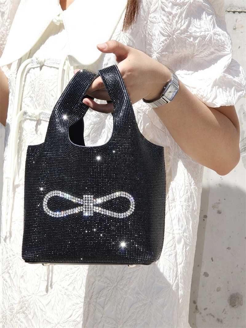 Womens Handbag Glitter Bow Knot Bucket Bag Bling Shiny Rhinestones Diamond Evening Bag Wedding Party Clutch Purse Shoulder Bag Z251017