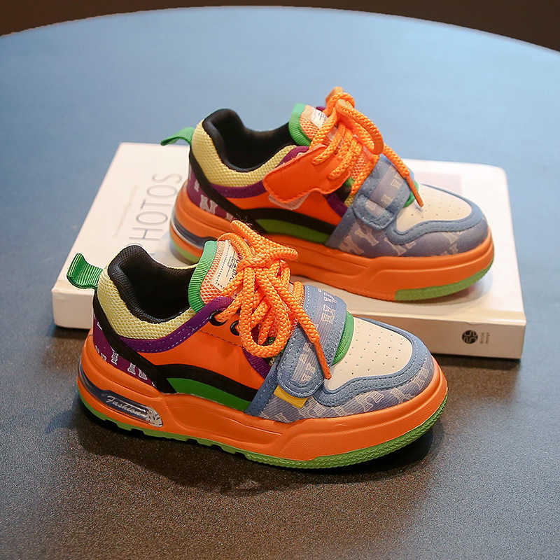 Childrens Fashion Color Block Versatile Sneakers 2024 Autumn New Boys Shoes Korean Style Girls Lightweight NonSlip Sports Shoes W251017