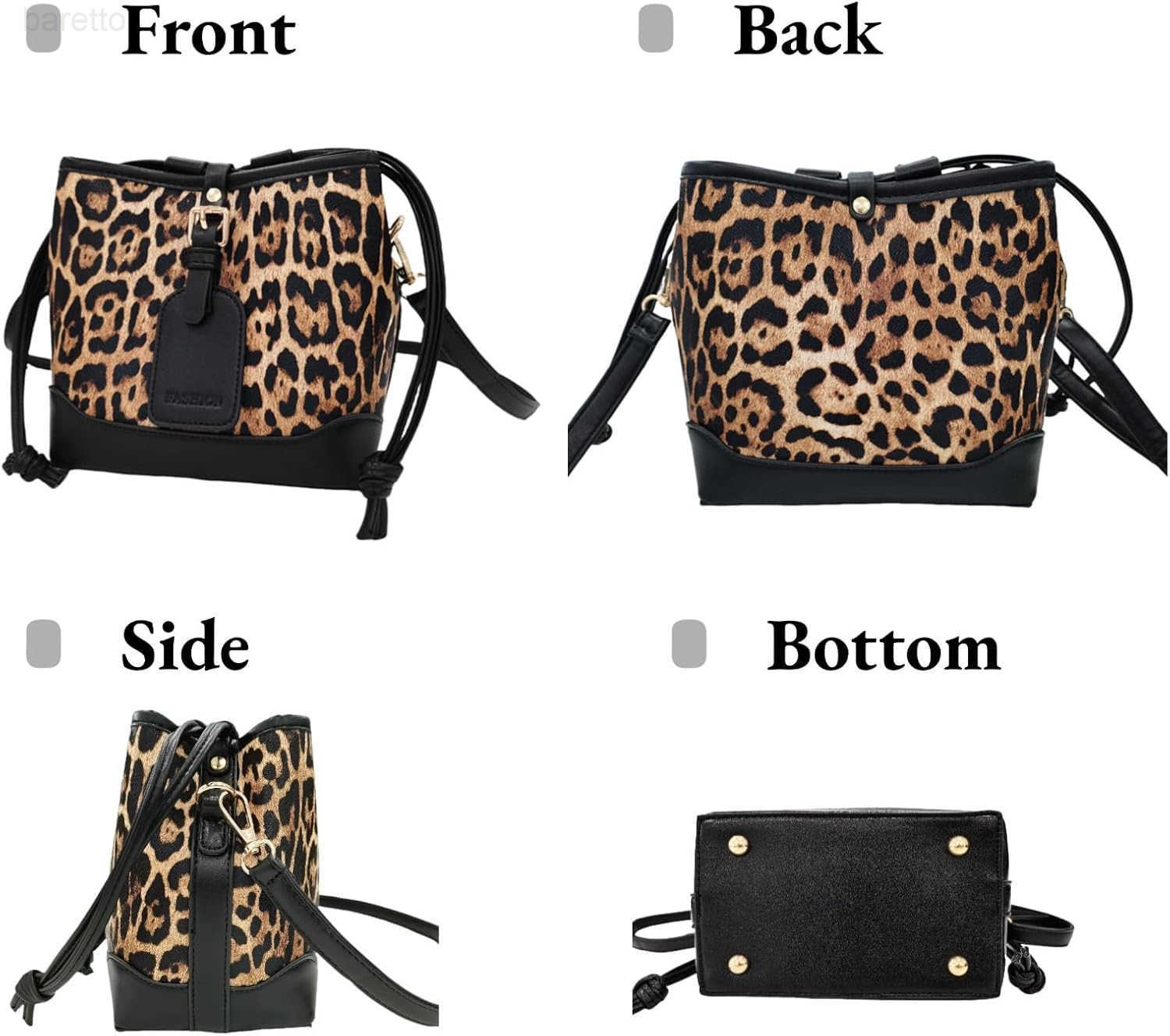 Small Leopard Print Bucket Bags for Women Drawstring Crossbody Bag PU Leather Shoulder Bucket Tote Bag Purse Z251017