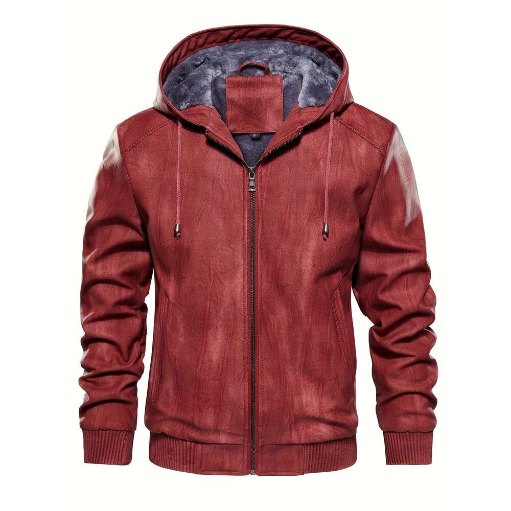 Vintage Jacket Men's Vintage-Style Breathable, Tear-Resistant, Hooded Zip-Up With Polyester Lining Casual Outdoor Wear Winter Multi-Pocket Design