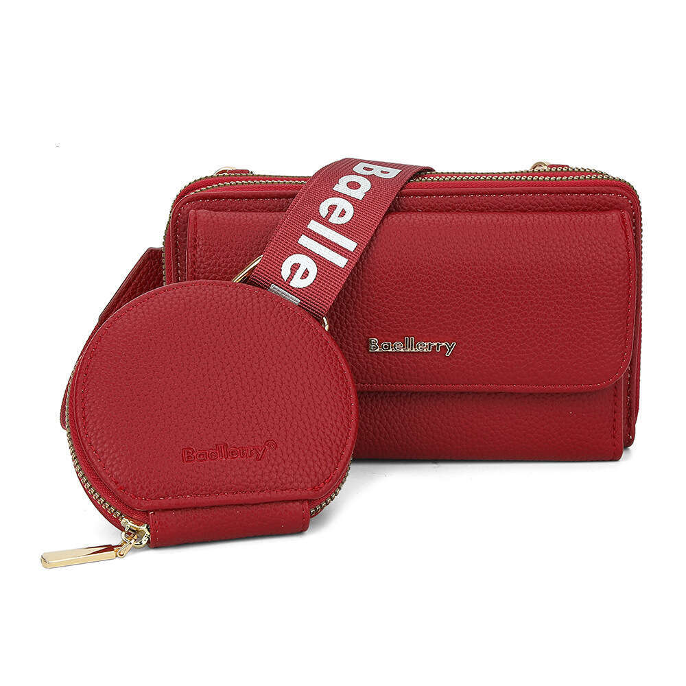 Wallet New Baellerry Lychee Texture Crossbody Letter Zipper Shoulder Mother-Daughter Women's Bag