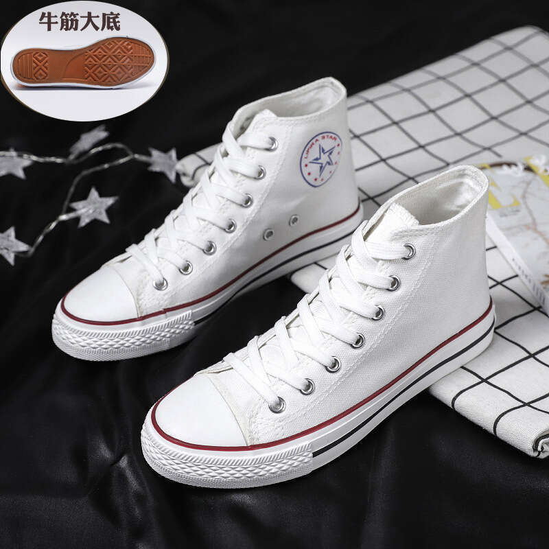 Spring High-Top Canvas Men's All-Black Classic Sneakers Breathable Student Casual Shoes new Korean College Style