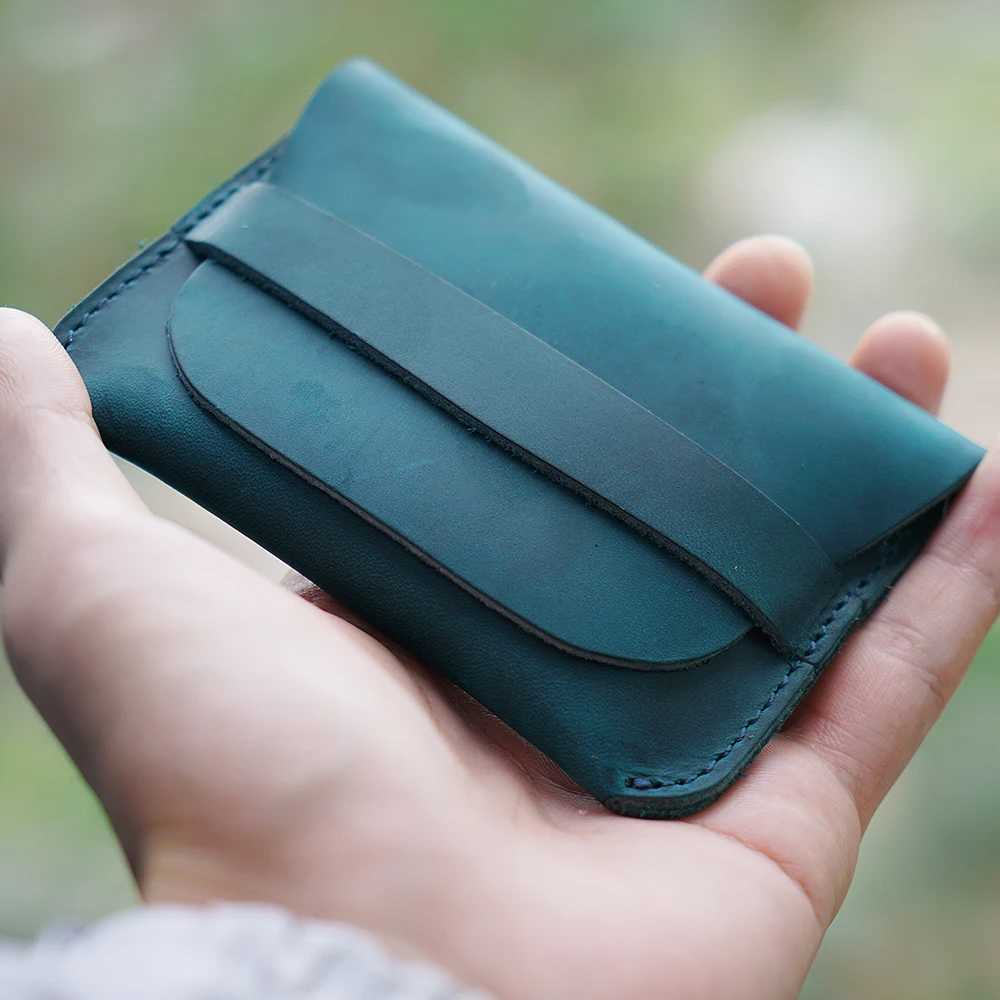 AIGUONIU 100 Genuine Leather Credit ID card holder Vintage business card holder Retro Male Coin pursesW251017