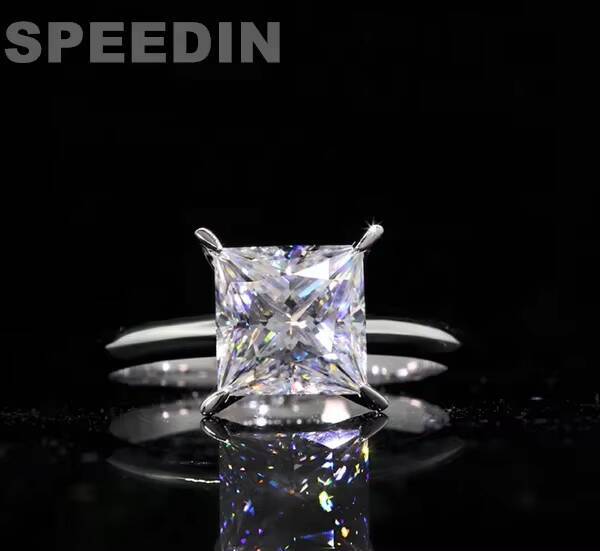Speedin Fine Jewelry 18k White Gold Engagement Ring Princess Cut Lab Grown Diamond Ring on Sale