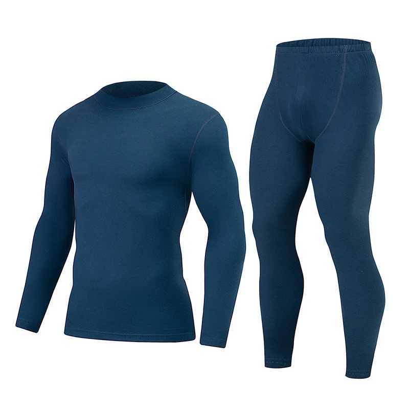 2piece AutumnWinter Mens Classic Fashion Basic Warm Underwear Set Loose Large Half High Collar Top Elastic Waist Pants H251017