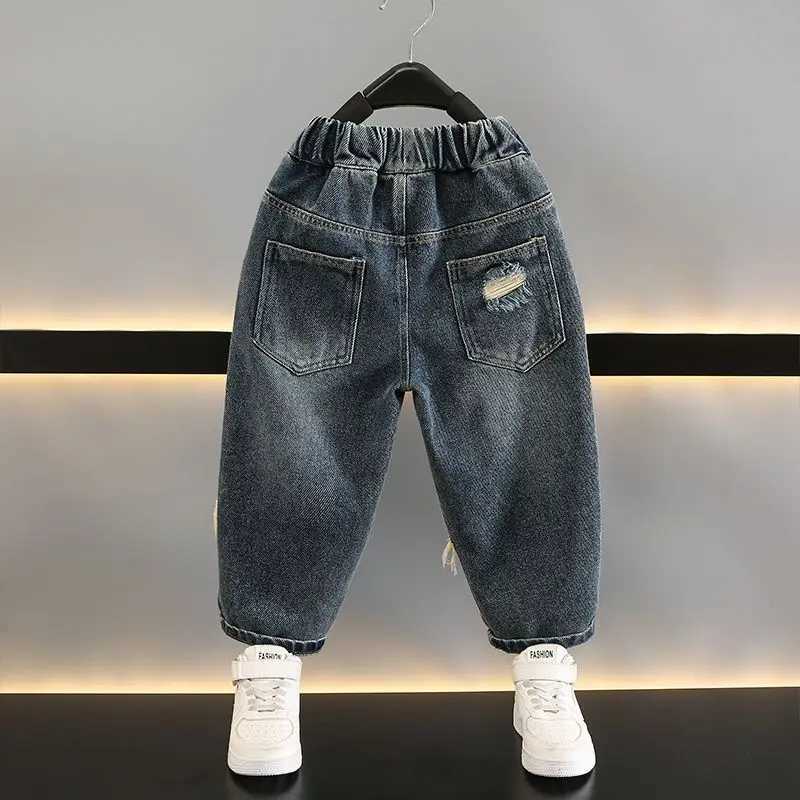 Baby Boy Ripped Jeans 2025 New Style Distressed Long Pants Boys Autumn Fall Trendy Kids ClothingT251017