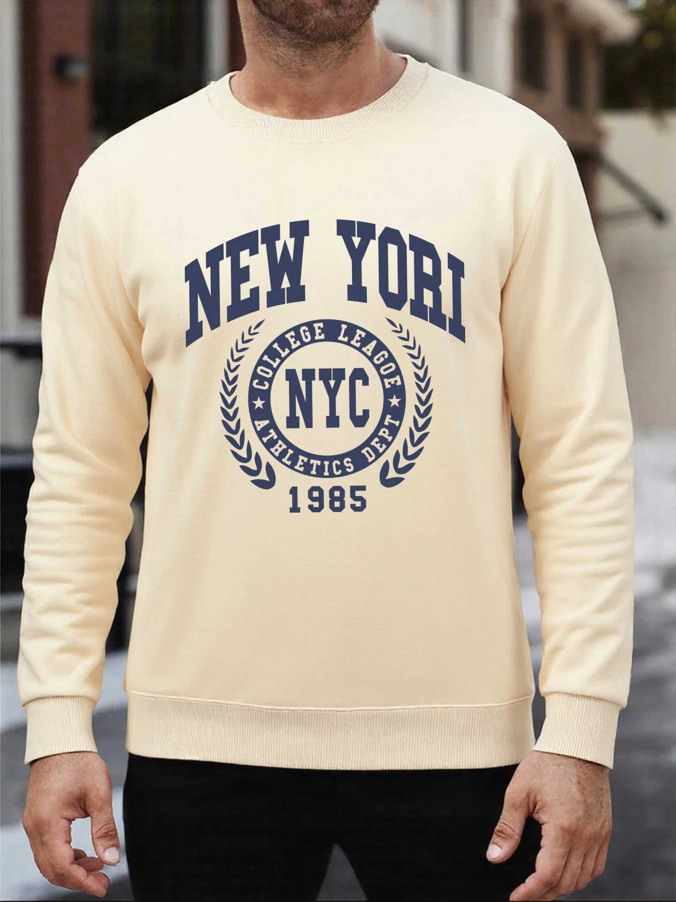 New York 1985 City Graphic Printed Men Sweatshirt ONeck Soft Clothes Oversize Pullover FLeece Sportswear Autumn Hip Hop Top Z251017