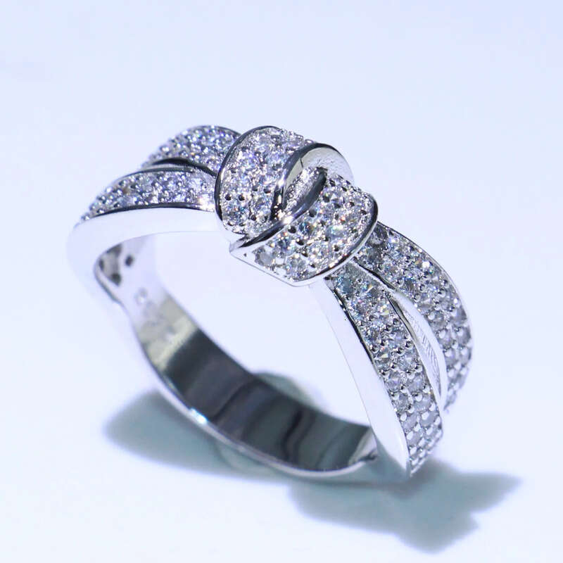 Choucong New Stunning Jewelry Sterling Sier White Clear Pave Cubic Zirconia Wedding Engagement Band Belt Ring fr Women Gift