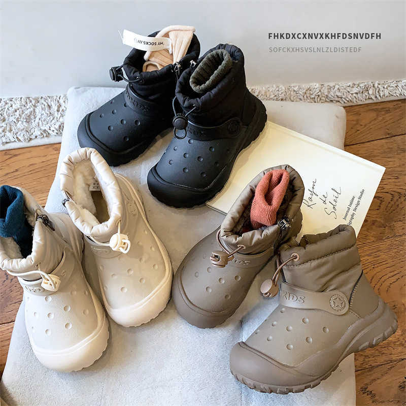 Childrens Snow Boots 2025 Winter Girls Thick Cotton Shoes with Fleece Lining Boys Cotton Boots Warm Baby Shoes Waterproof W251017