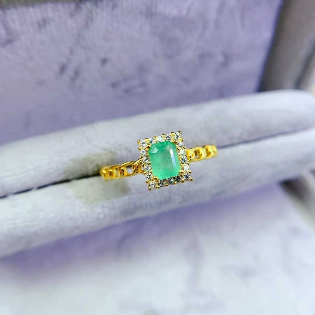 Colombian emerald ring for engagement 4mm*5mm natural emerald jewelry with certificate birthday gift for women
