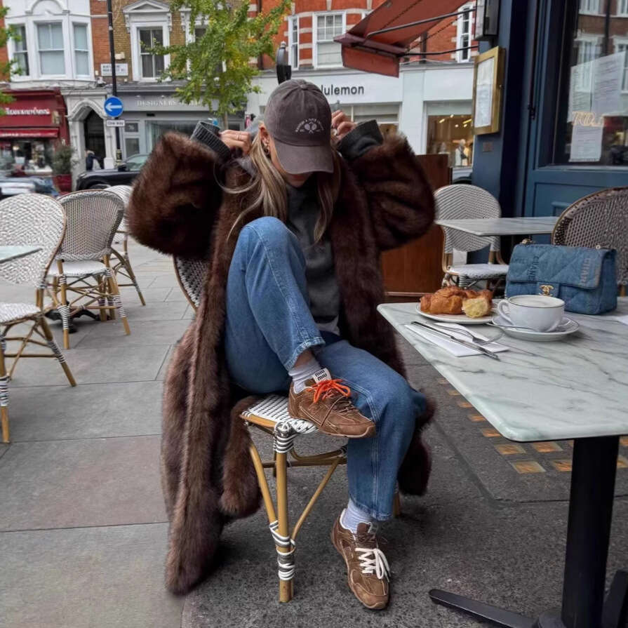 Autumn Winter Thickened Faux For Women, Casual Long Fox Coat, Loose Plus Size Fur Coat