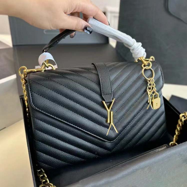 Designer bag fashionable luxury classic black gold handbag shoulder bag chain flip crossbody bag versatile and exquisite small cowhide women's wallet