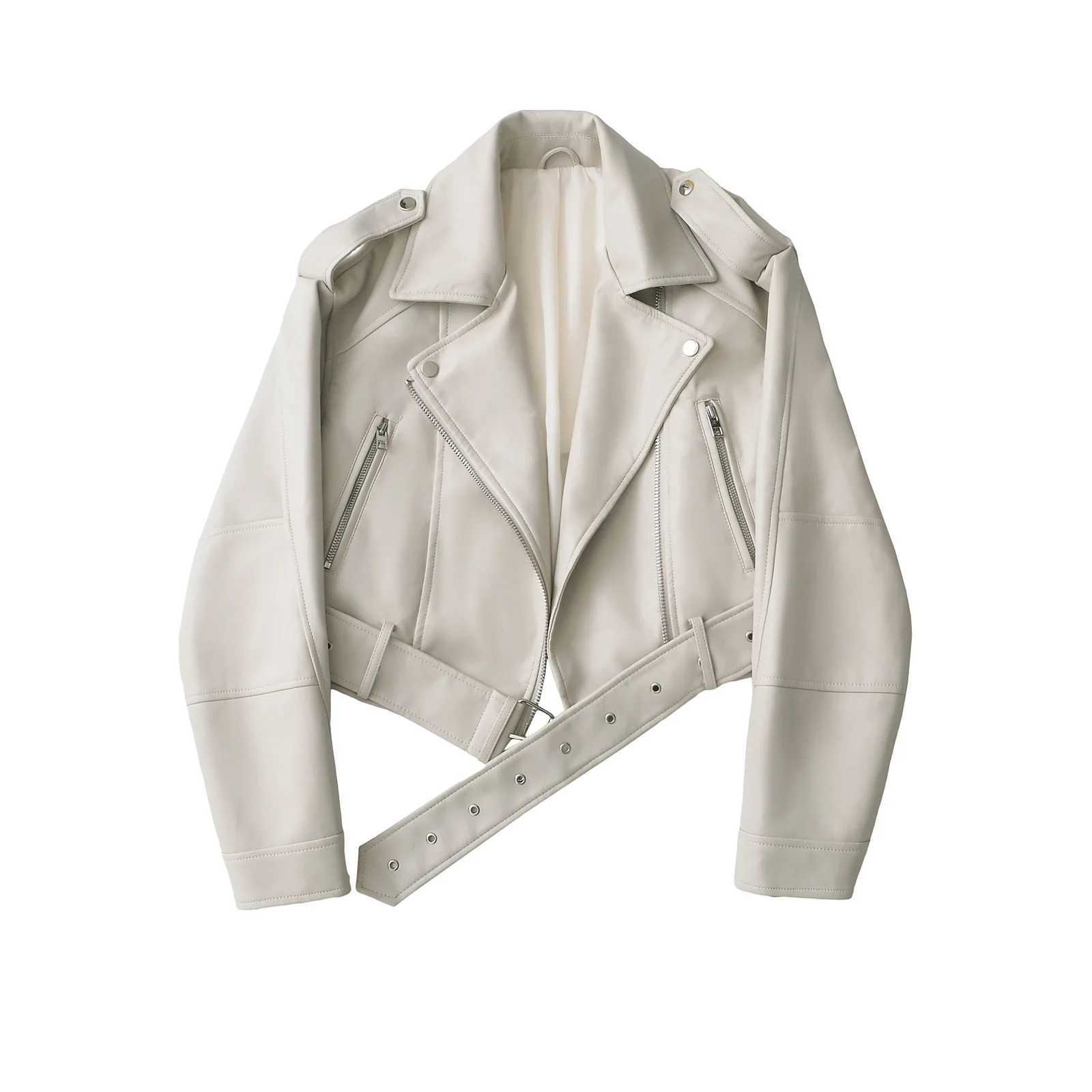 Women Jackets Faux Leather Pu Coats Turn Down Collar Coat Full Sleeve Y2k Streetwear Elegant Zipper Outerwear Autumn WinterT251017