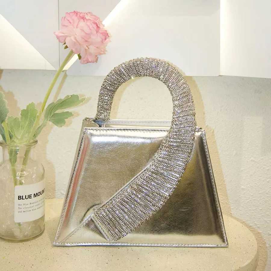 Luxury Satin Square Bag Wedding Party Clutch Purse Glitter Shiny Diamonds Handle Evening Bag Crossbody Bag Women Fashion Handbag Z251017