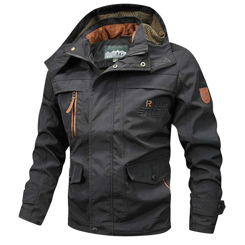 Spring Autumn New Men Windproof Casual Jacket Coat Detachable Hat Jacket Men MultiPocket Waterproof Military Jacket Male M5XL J251017