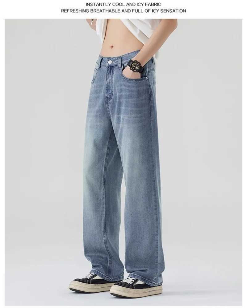 IEFB summer new American washed vintage jeans mens straight leg loose wide leg pants are cool and trendy with a hanging feelin J251016