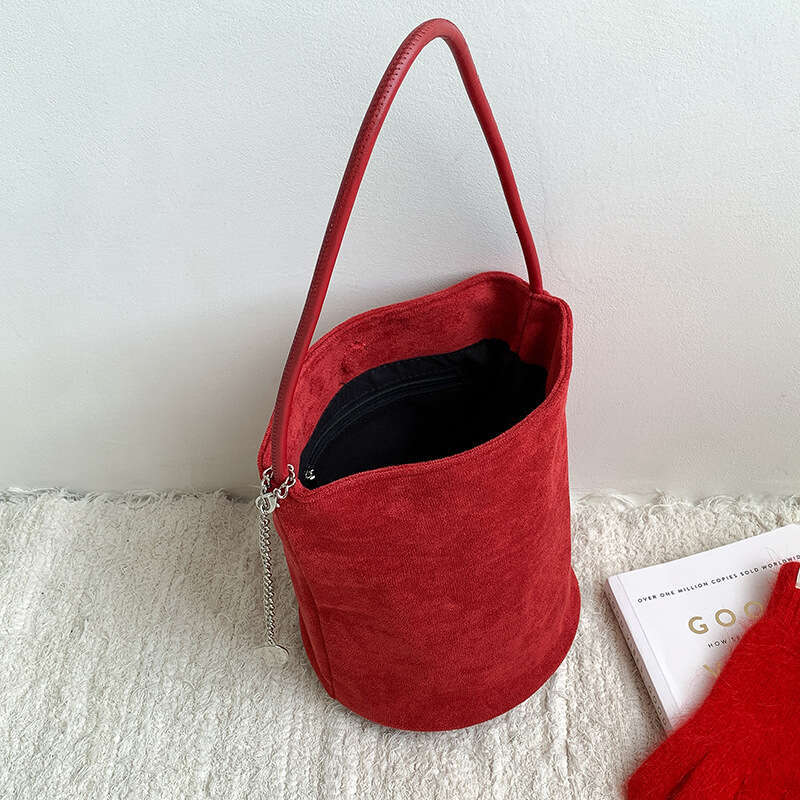 Autumn Winter New Suede Leather Elegant Fashion Bucket Bag Large Capacity Versatile High-End Commuter Handbag For Women B5